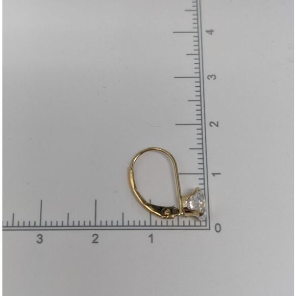 Diamonique 14K Gold Leverback Earrings 0.8ct CZ Simulated Diamond Classic - Picture 3 of 4